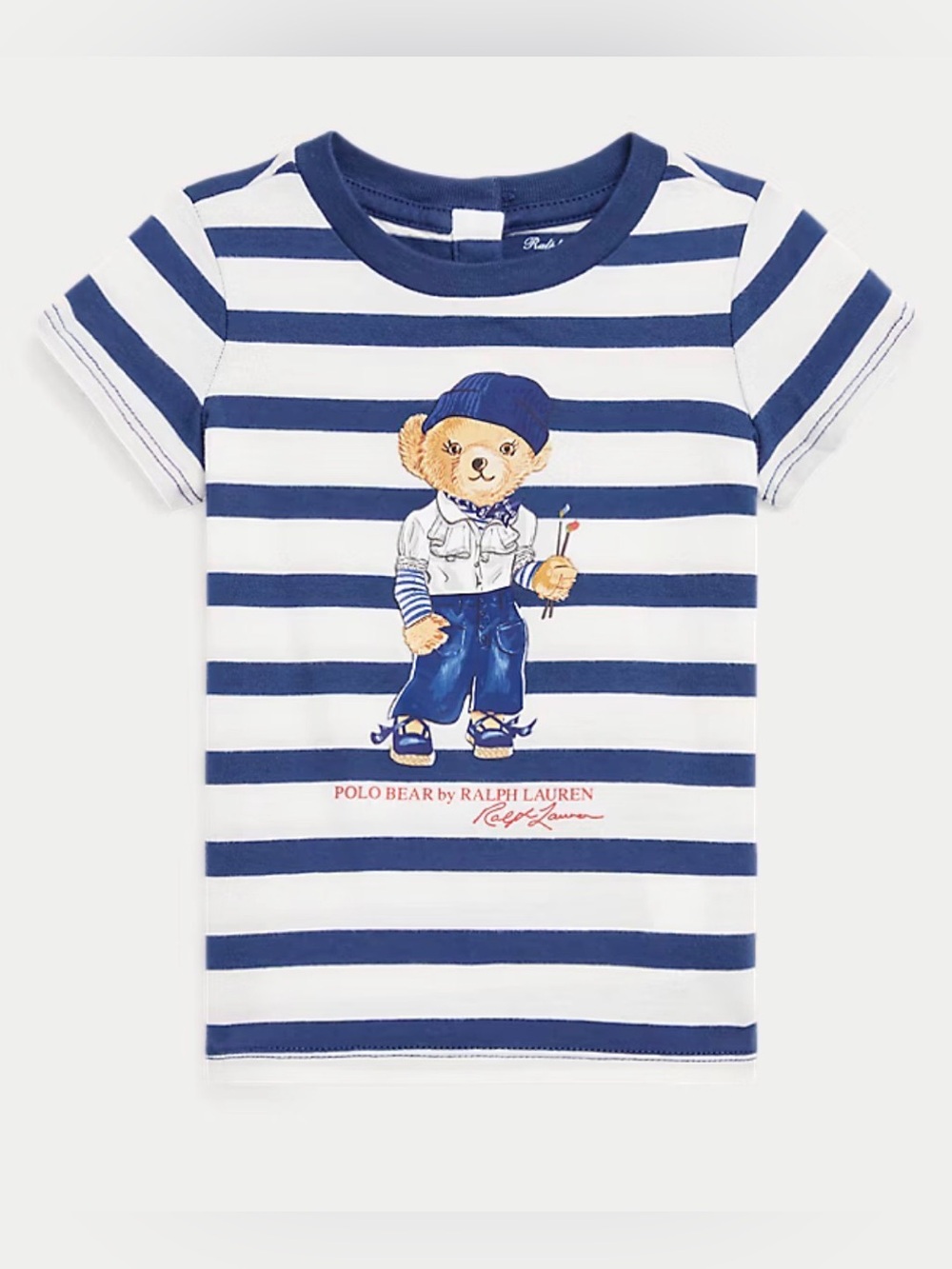 Girls Polo Bear Ralph Lauren Striped Cotton Tee